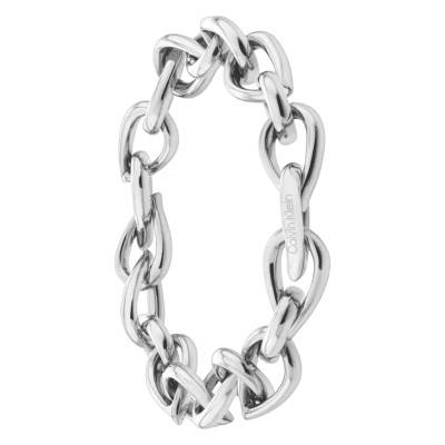 Gray Stainless Steel Sculptured Drops Chain Bracelet, Length 17.50 cm - 35000913 - Calvin Klein