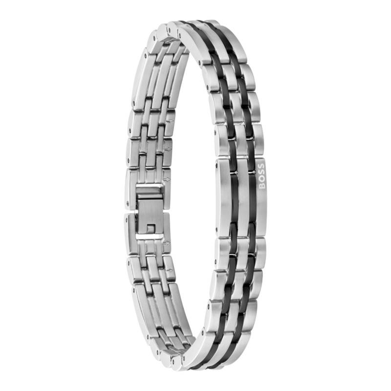 Gray & Black Stainless Steel Wesley Bracelet, Adjustable Length 17,5 cm - 1580814 - Boss