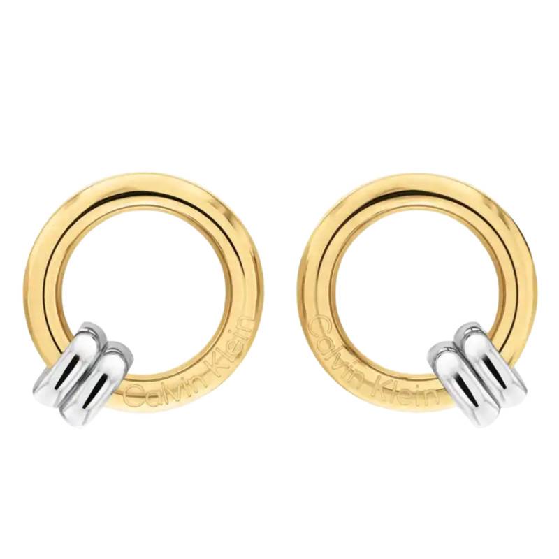 Gray & Gold Steel Duality Hoop Earrings - 35000926 - Calvin Klein