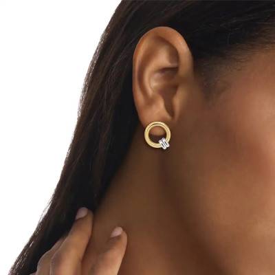 Gray & Gold Steel Duality Hoop Earrings - 35000926 - Calvin Klein