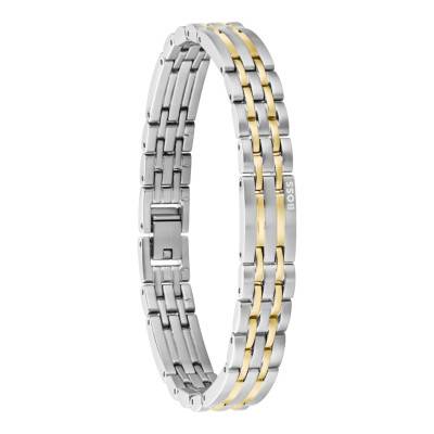 Bracelet Wesley en Acier Gris & Doré, Longueur 17,5 cm Ajustable- 1580813 - Boss