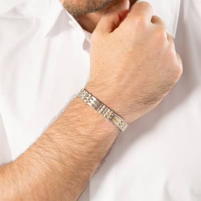 Bracelet Wesley en Acier Gris & Doré, Longueur 17,5 cm Ajustable- 1580813 - Boss