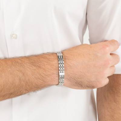 Bracelet Wesley en Acier Gris, Longueur 17,5 cm Ajustable - 1580812 - Boss