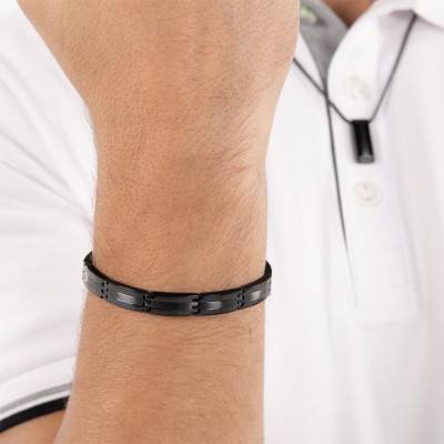 Brooks Black Steel Bracelet, Adjustable Length 17,5 cm - 1580804 - Boss