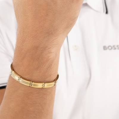 Brooks Gold-Tone Steel Bracelet, Adjustable Length 17.5 cm - 1580805 - Boss