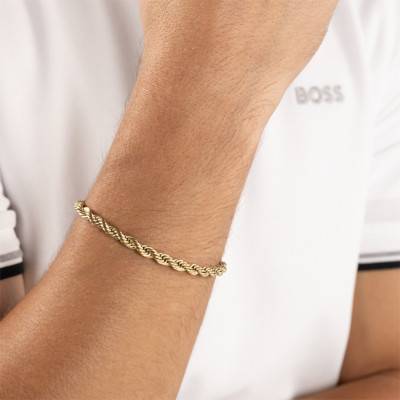 Myles Rope Chain Gold Steel Bracelet, Length 19 cm - 1580810M - Boss