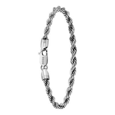 Bracelet Myles Maille Cordon en Acier Gris, Longueur 19 cm - 1580809M - Boss