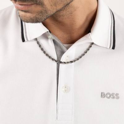 Collier Myles Chaîne Corde en Acier Gris, Longueur 55 cm - 1580839 - Boss