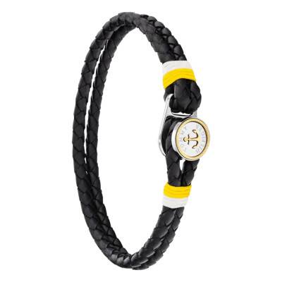 Bracelet Nautical en Cuir Tressé Noir & Jaune, Longueur 17,5 cm - 2790695S - Tommy Hilfiger