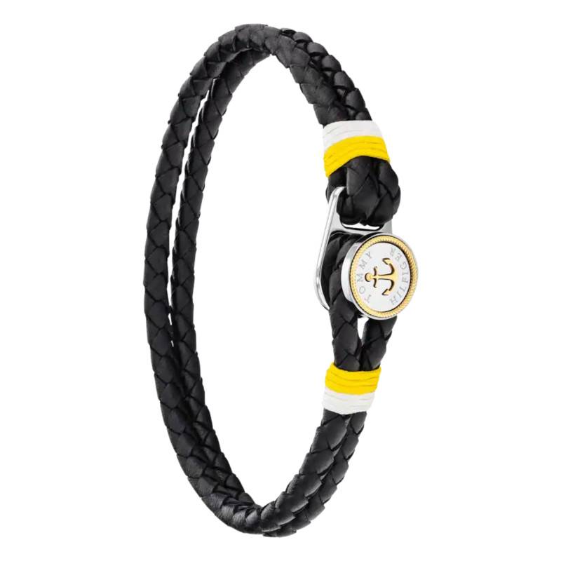 Bracelet Nautical en Cuir Tressé Noir & Jaune, Longueur 17,5 cm - 2790695S - Tommy Hilfiger