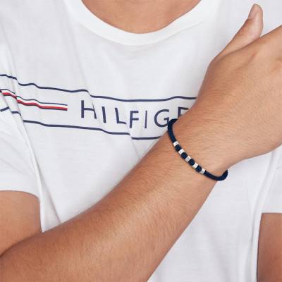 Blue Nylon & Steel Bracelet, Adjustable Length - 2790677 - Tommy Hilfiger