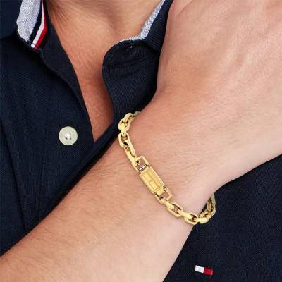 Gold-Tone Steel Iconic Hardware Bracelet, Length 17.50 cm - 2790716S - Tommy Hilfiger