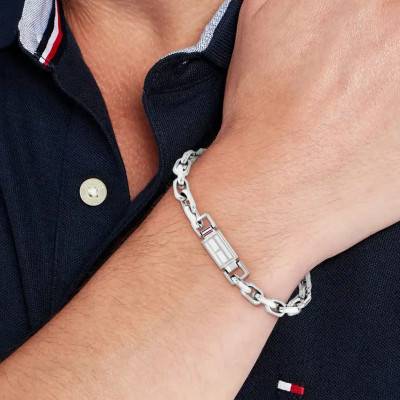 Grey Steel Iconic Hardware Bracelet, 17.50 cm Length - 2790715S - Tommy Hilfiger