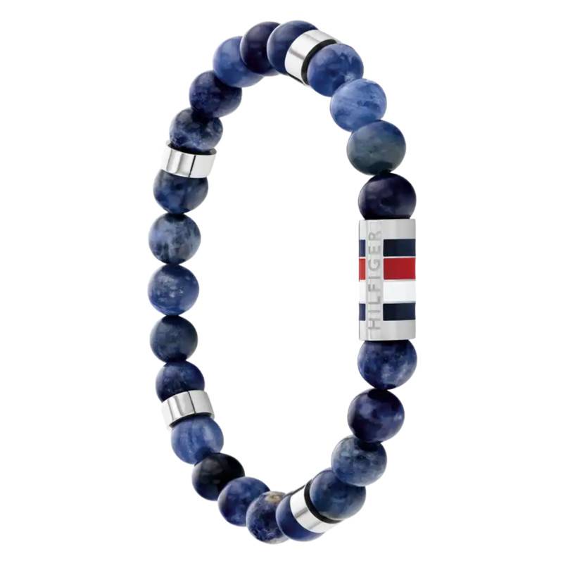 Gray Steel & Blue Sodalite Beads Bracelet, 18 cm Adjustable Length - 2790711 - Tommy Hilfiger