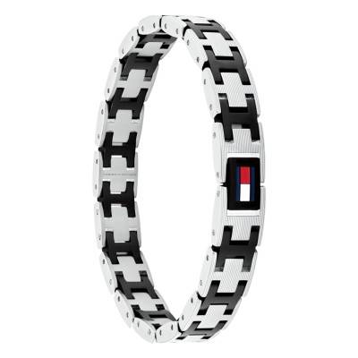Gray & Black H-Link Stainless Steel Bracelet, Adjustable Length 19 cm - 2790684 - Tommy Hilfiger