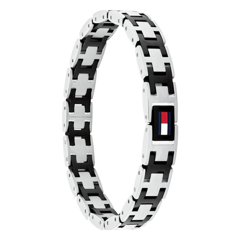 Gray & Black H-Link Stainless Steel Bracelet, Adjustable Length 19 cm - 2790684 - Tommy Hilfiger