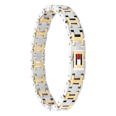 Gray & Gold-Tone Stainless Steel H-Link Bracelet, Adjustable Length 19 cm - 2790683 - Tommy Hilfiger