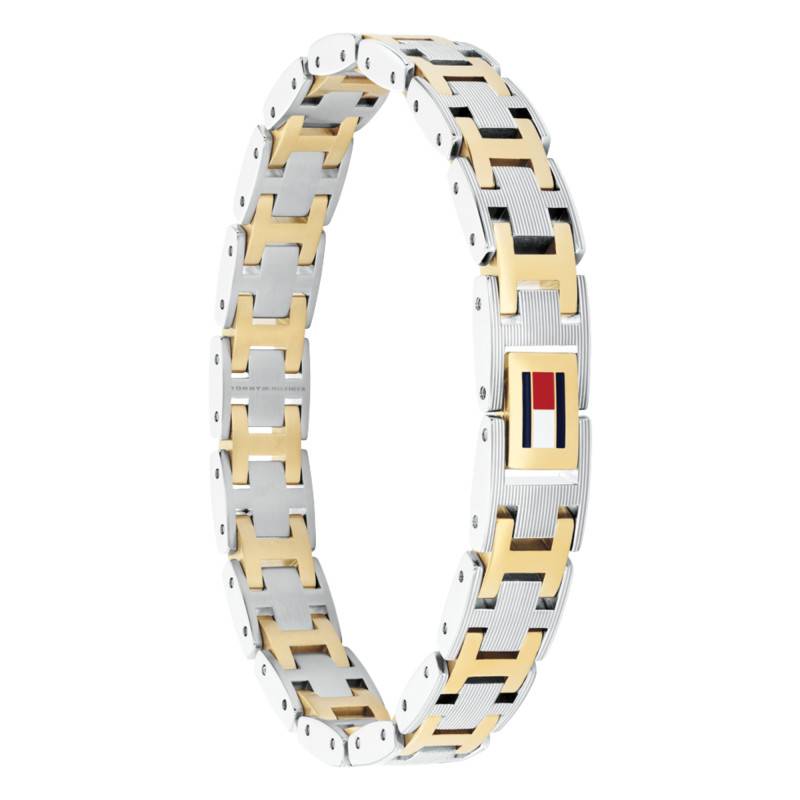 Gray & Gold-Tone Stainless Steel H-Link Bracelet, Adjustable Length 19 cm - 2790683 - Tommy Hilfiger