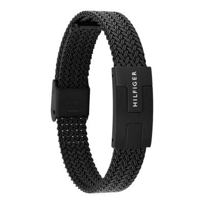 Nautical Mesh Black Steel Bracelet, Adjustable Length 19 cm - 2790707 - Tommy Hilfiger