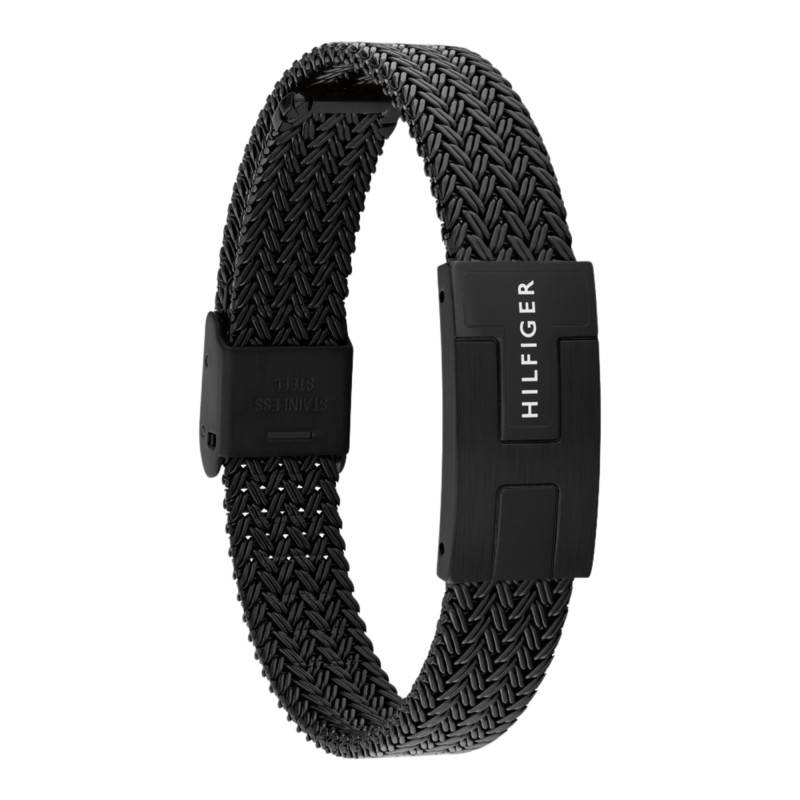 Nautical Mesh Black Steel Bracelet, Adjustable Length 19 cm - 2790707 - Tommy Hilfiger