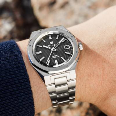 F77 MKII Tressed Dial - Black Dial Watch - Nivada Grenchen