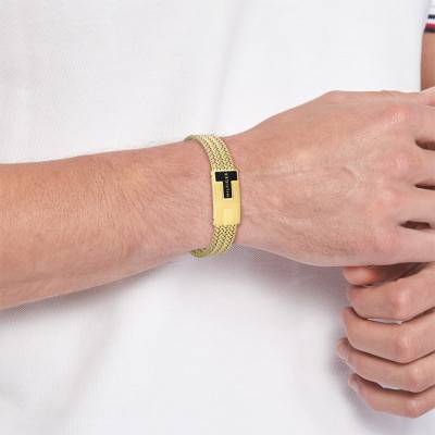 Gold Steel Nautical Mesh Bracelet, 19 cm Adjustable Length - 2790706 - Tommy Hilfiger