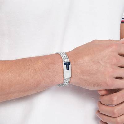 Grey Steel Nautical Mesh Bracelet, 19 cm Adjustable Length - 2790705 - Tommy Hilfiger