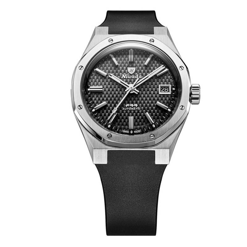 F77 MKII Tressed Dial - Black Dial Watch - Nivada Grenchen