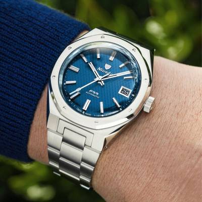 F77 MKII Tressed Dial Blue Dial Watch - Nivada Grenchen