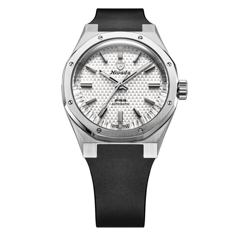 F77 MKII Tressed Dial Watch - White Dial - Nivada Grenchen