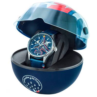 Coffret Montre Athos 668910 Automatique Cuir Bleu - Patrouille de France