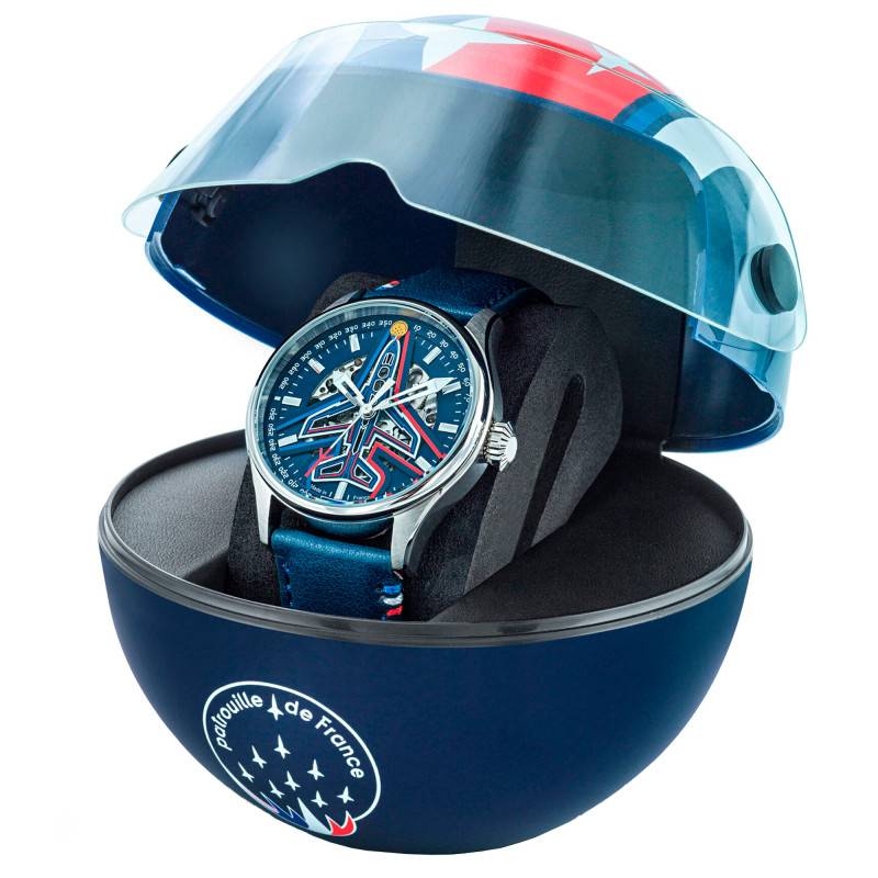 Athos 668910 Automatic Blue Leather Watch Gift Set - Patrouille de France