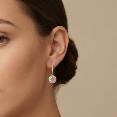 Boucles d'Oreilles Pendantes Rondes Or Jaune 375 - Emanessence