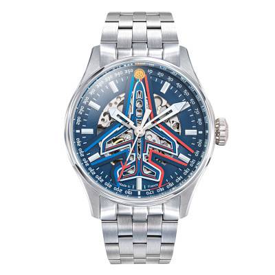 Coffret Montre Athos 668911 Automatique Cadran Bleu Bracelet Acier - Patrouille de France