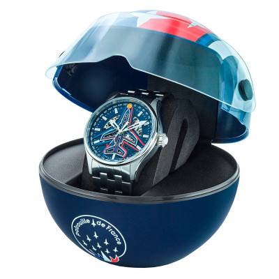 Coffret Montre Athos 668911 Automatique Cadran Bleu Bracelet Acier - Patrouille de France