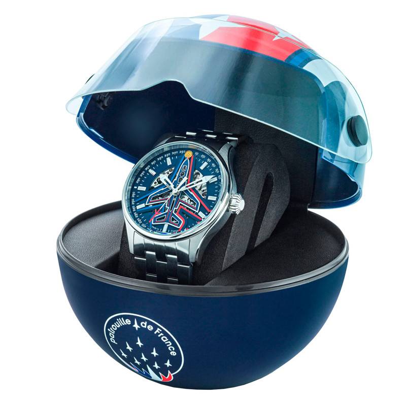 Athos 668911 Automatic Watch Gift Set Blue Dial Steel Bracelet - Patrouille de France