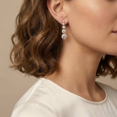 Yellow 375/1000 Gold & Cubic Zirconia Drop Earrings - Emanessence