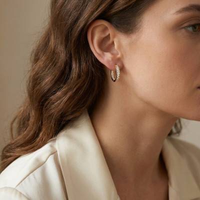 Yellow 375/1000 Gold Round Hoop Earrings, 21 mm Diameter - Emanessence