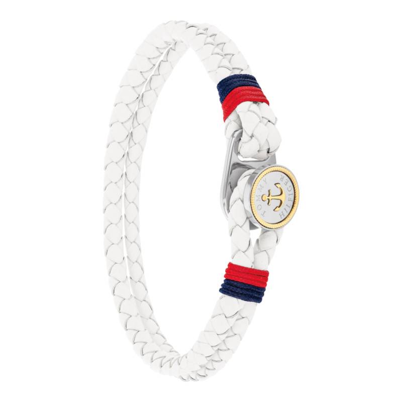 Bracelet Nautical en Cuir Tressé Blanc, Longueur 17,5 cm - 2790694S - Tommy Hilfiger