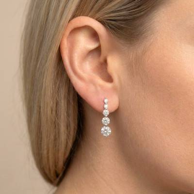 White Gold Drop Earrings with Zirconium Oxide Stones - Emanessence