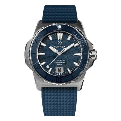 Montre Reef 39.5 mm Blue Coral Formex x Ocarat - Edition Spéciale + Bracelet caoutchouc bleu - Formex