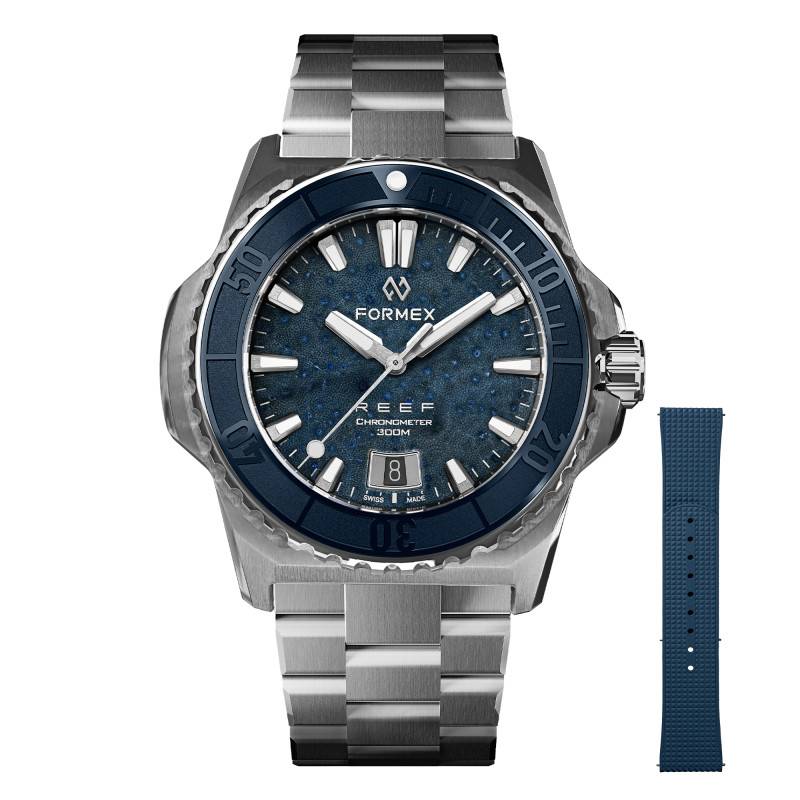 Montre Reef 39.5 mm Blue Coral Formex x Ocarat - Edition Spéciale + Bracelet caoutchouc bleu - Formex