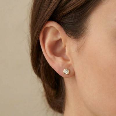 Yellow Gold Lab-Grown Diamond Bezel-Set Stud Earrings 2x0.20 ct 375 or 750 - Ocarat