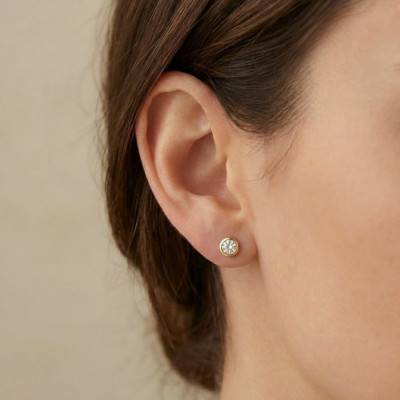 Boucles d'Oreilles Diamants de Synthèse Clos 2x0,15 ct en Or Jaune 375 ou 750 - Emanessence