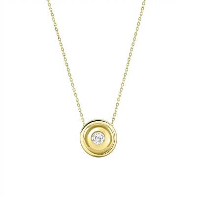 Lab-Grown Diamond Bezel-Set Necklace 0.025 ct in 375 or 750 Yellow Gold - Ocarat