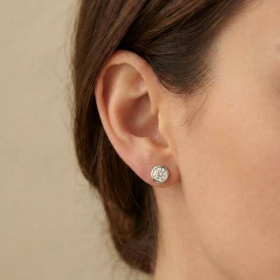 Bezel-Set Lab-Grown Diamond Stud Earrings 2x0.25 ct White Gold 375 or 750 - Ocarat