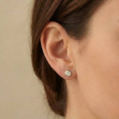 White Gold 375 or 750 Lab-Grown Diamond Bezel-Set Stud Earrings 2x0.20 ct - Ocarat