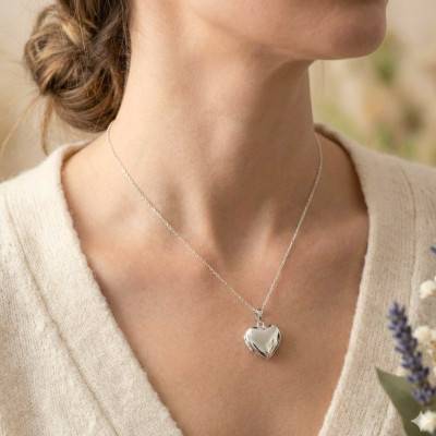 925 Rhodium-Plated Silver Heart Photo Pendant - Emanessence