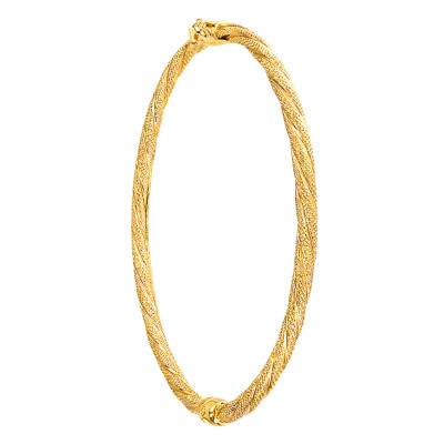 Bracelet Jonc Torsadé Diamanté en Or Jaune 375, Largeur 3,75 mm - Emanessence