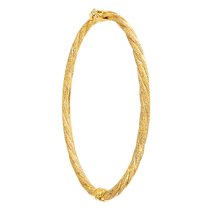 Bracelet Jonc Torsadé Diamanté en Or Jaune 375, Largeur 3,75 mm - Emanessence